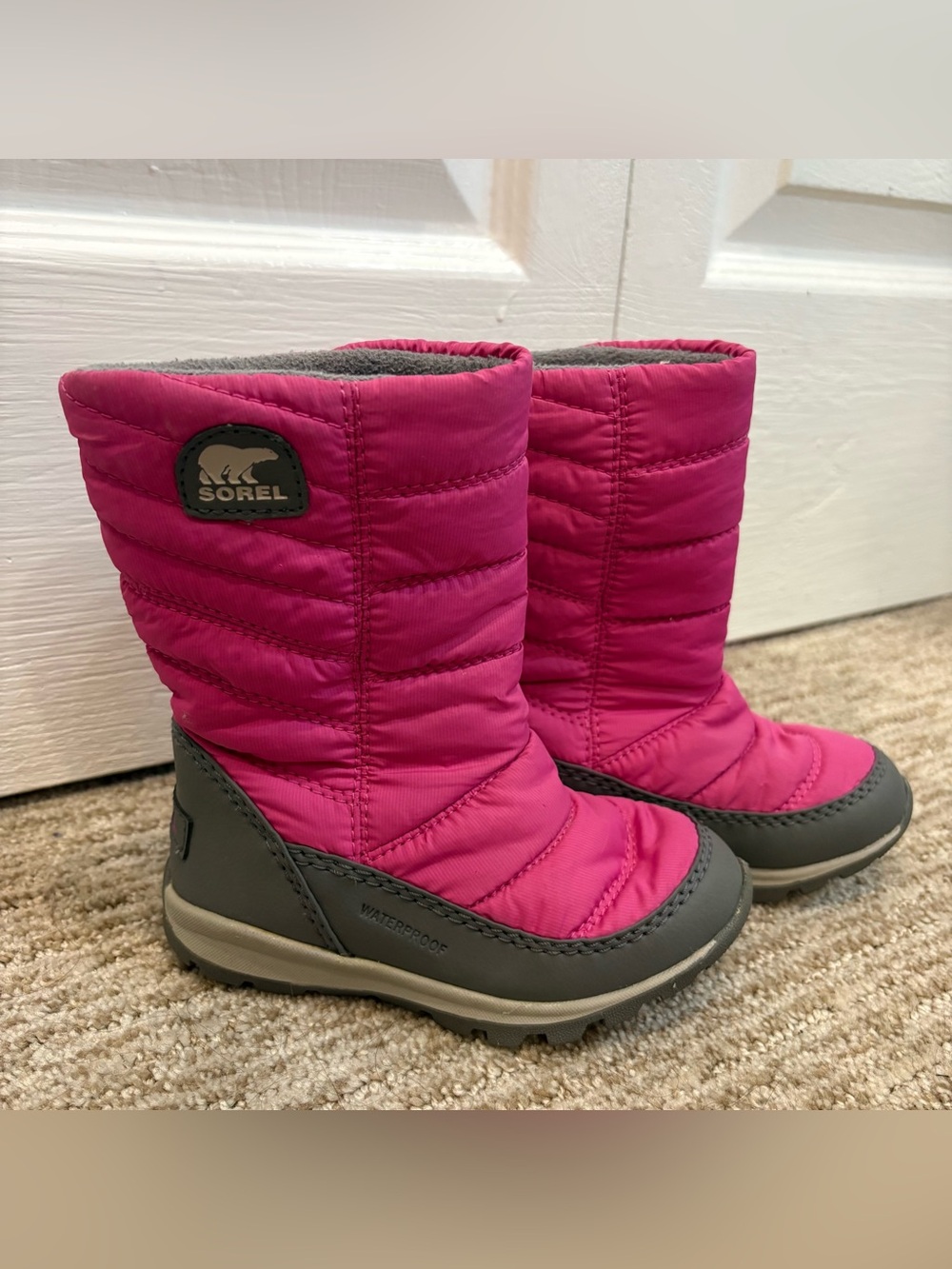 Sorel Pink Puffer Waterproof Winter Boots - Girls Size 8